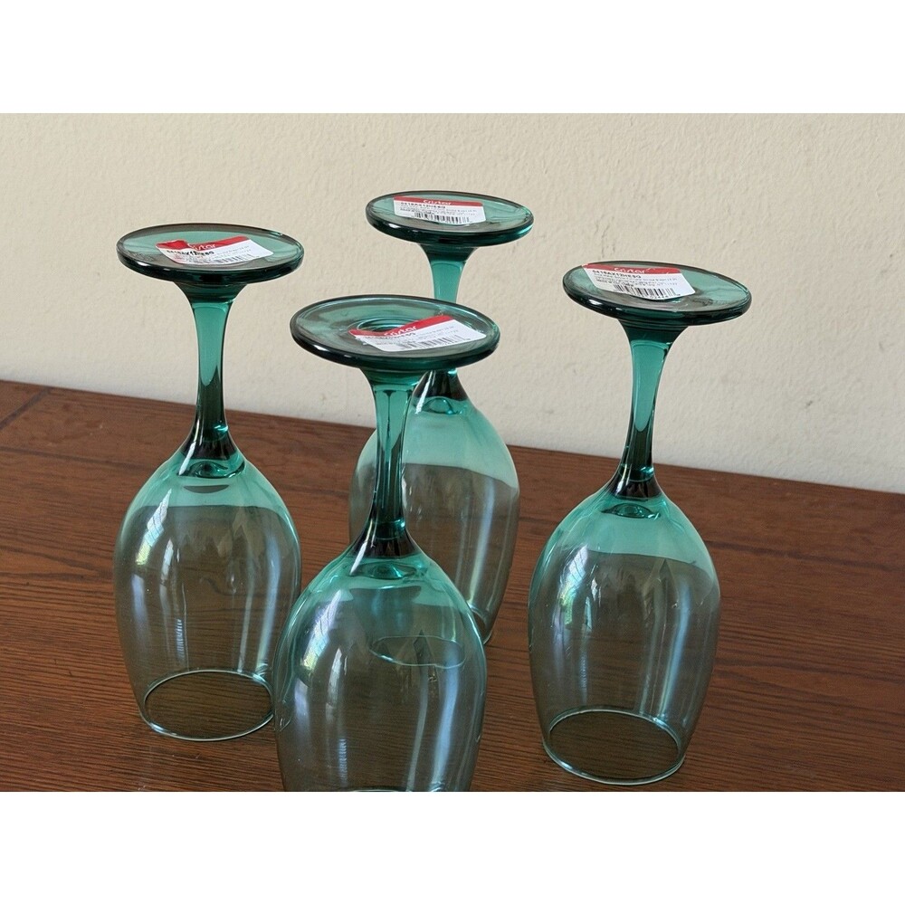 Cristar Rioja Wine Glasses Smoke Green 8" 12oz Goblets Set of 4 - Picture 6 of 11